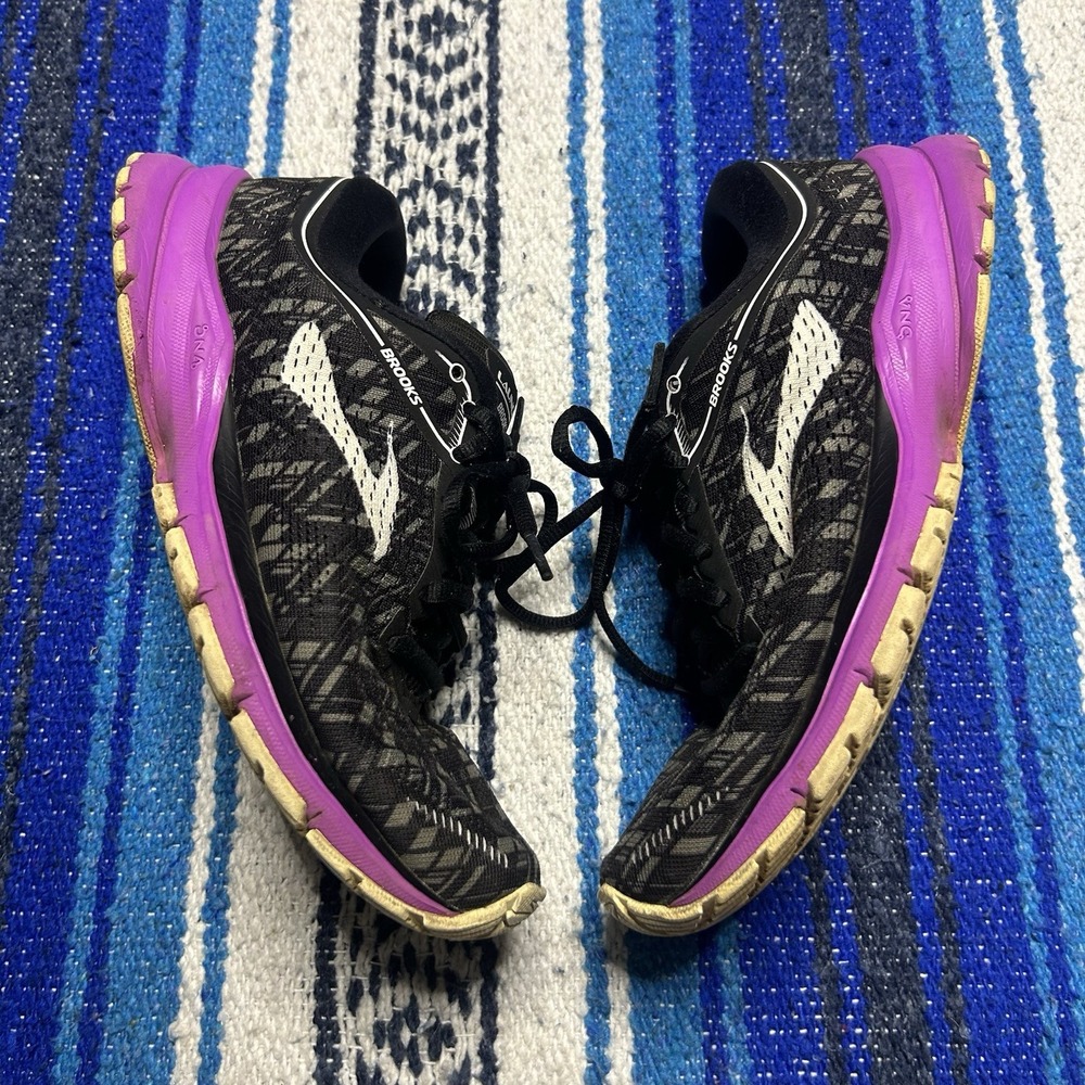 Brooks Launch 5 Womens Running Shoes Black Purple Geometric 1202661B090 Size 9